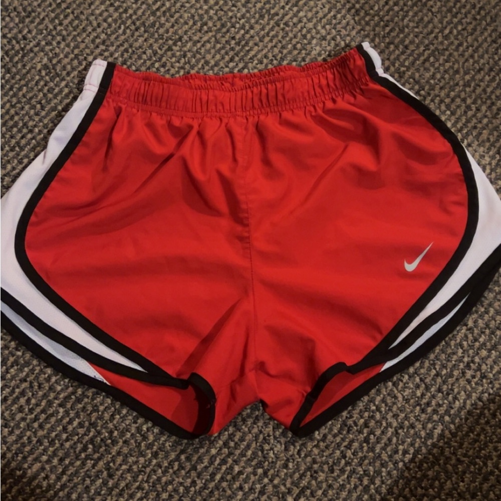 Nike Women's Red and White Athletic Shorts